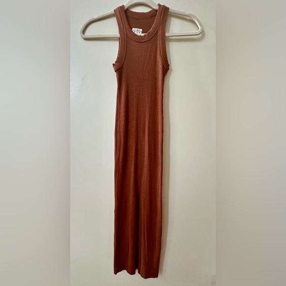 Wesley from Bandier Ribbed Knit Midi Tank Dress Rust Size Small - Picture 2 of 7